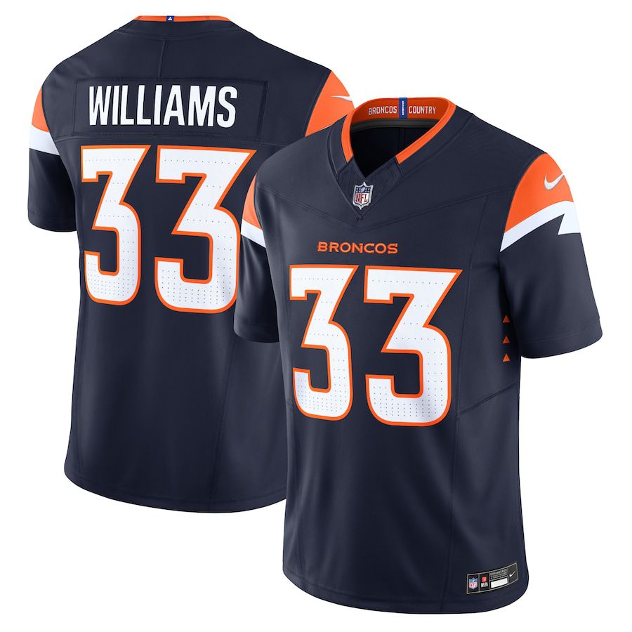 Men Denver Broncos #33 Javonte Williams Nike Navy Alternate Vapor F.U.S.E. Limited NFL Jersey
